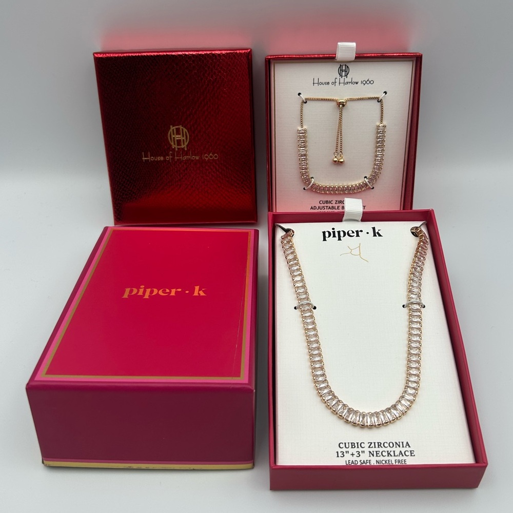 *New* House of Harlow 1960 & Piper K Cubic Zirconia Bracelet and Necklace Set - Picture 2 of 16